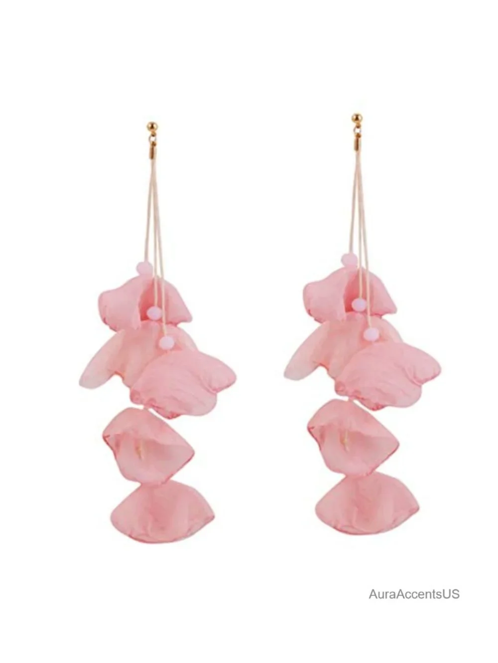 Floral Chiffon Earrings for Women - Tiered Statement Tassel Dangle Earrings